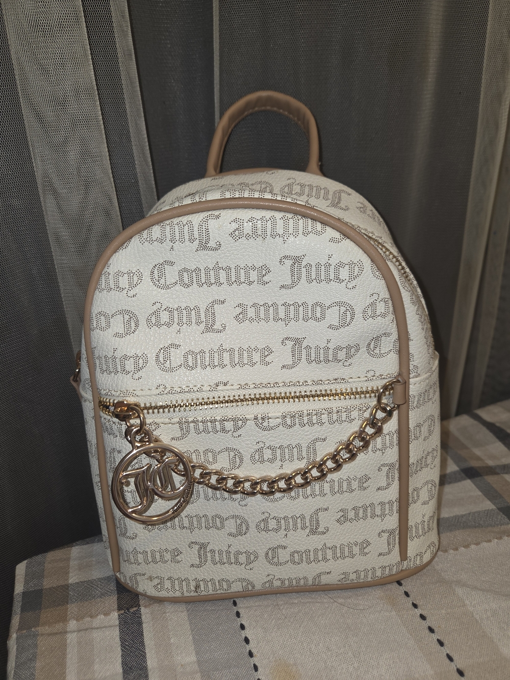 NWOT Juicy Couture Beige Logo Mini Backpack